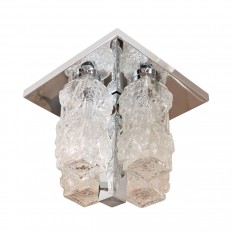 Petite square polished nickel flush mount