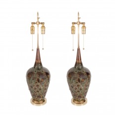 Pair of glazed ceramic lamps 