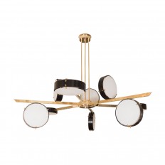 Brass and black enameled metal chandelier