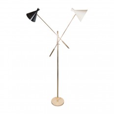 Pair of brass two light adjustable floor lamps