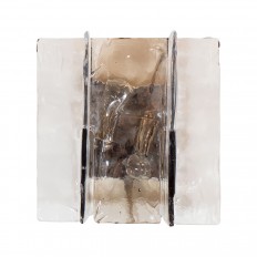 Pair of clear and smoked glass sconces