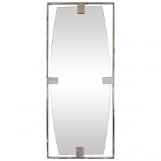 Modified oval mirror with rectangular metal surround