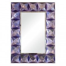Rectangular mirror with lavender glass jewel surround