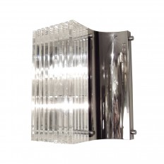 Pair of curved chrome sconces with lucite 