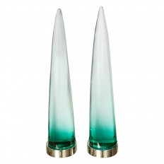 Pair of illuminated Murano glass obelisks