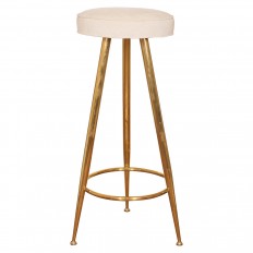 Upholstered brass tripod stool
