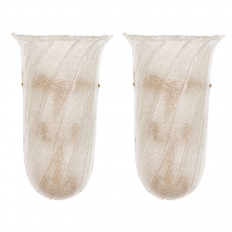 Pair of frosted and fluted Murano glass sconces