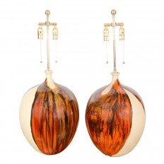 Pair of glazed ceramic table lamps