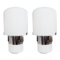 Pair of Chrome and Glass 
