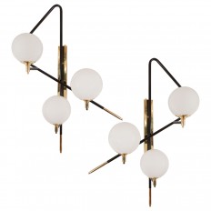 Pair of tubular frame sconces