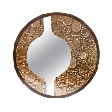 Rosewood veneer mirror with sculptural motif