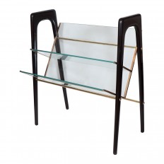 Lacquered wood and brass magazine rack