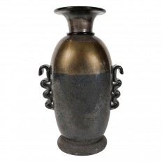 Black and gold Murano glass amphora style vase