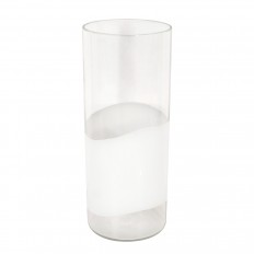 Cylindrical lattimo Murano glass vase