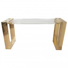 Lucite and brass console table