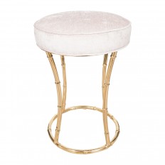 Petite circular brass stool with faux bamboo base