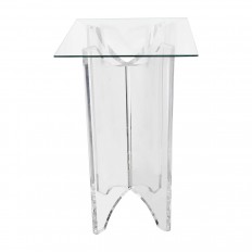Lucite and glass pedestal table