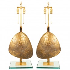 Pair of hammered brass 