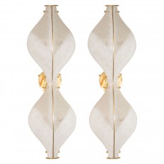Pair of undulating Murano glass sconces