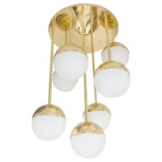 Offset suspended globe flush mount fixture