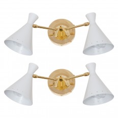 Pair of two-arm articulated spotlight sconces
