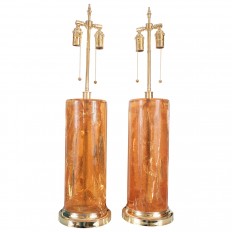 Pair of Fractured Resin Table Lamps
