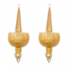 Pair of golden amber glass sconces