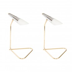 Pair of petite brass and nickel lamps