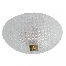 Large dome form textured glass flush mount fixture