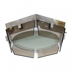 Hexagonal smoked and frosted glass flush mount fixture