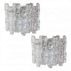 Pair of ice-inspired glass sconces