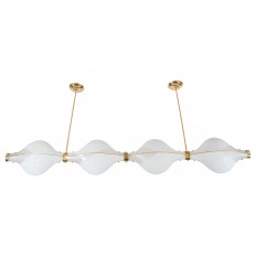 Linear brass chandelier featuring scavo shades