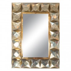 Rectangular mirror with golden glass jewel surround