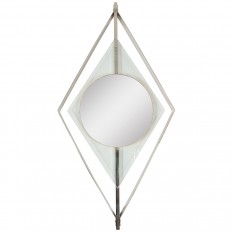 Diamond-shaped floating illuminated surround mirror