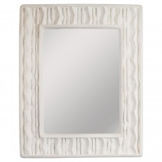 Composition, faux carved stone surround mirror.